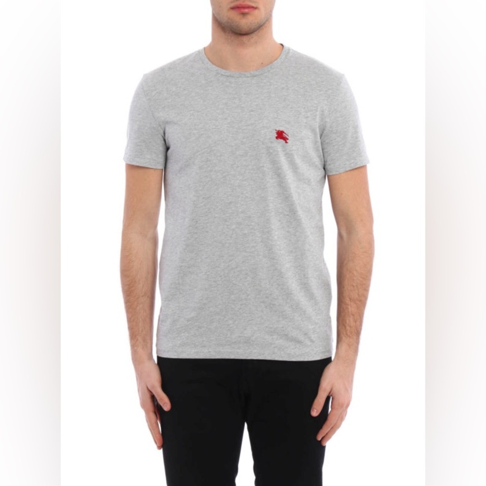 Burberry Gray Tee with Red Emblem